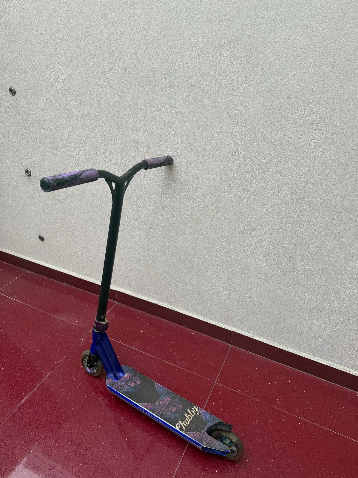 Stuntstep blauw met 'Chubby' griptape, Ophalen of Verzenden, Gebruikt, Gewone step