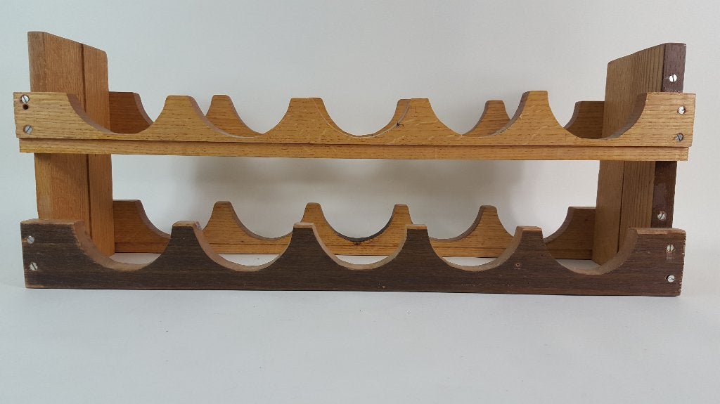 Vintage staand houten wijnrek voor 10 flessen. S6, Tweedehands verkoop, Tweedehands verkoop, Gebruikt, Ophalen of Verzenden