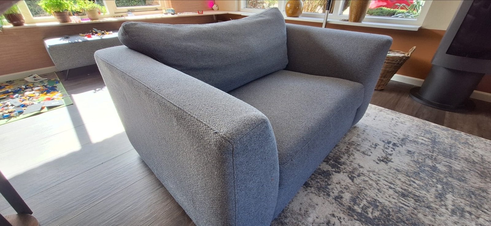 Blauwe H&H loveseat - Heerlijk om in te relaxen!, Ophalen, Gebruikt, Stof, 100 tot 125 cm