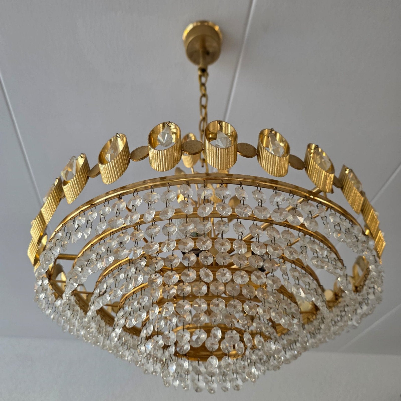 Palwa Hollywood Regency Kroonluchter jaren '60 Kristal, Ophalen, ., Zo goed als nieuw, .