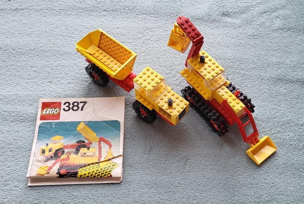 Lego Dump truck / vrachtwagen + graaf machine (set 387), Gebruikt, Lego, Compleet, Ophalen of Verzenden