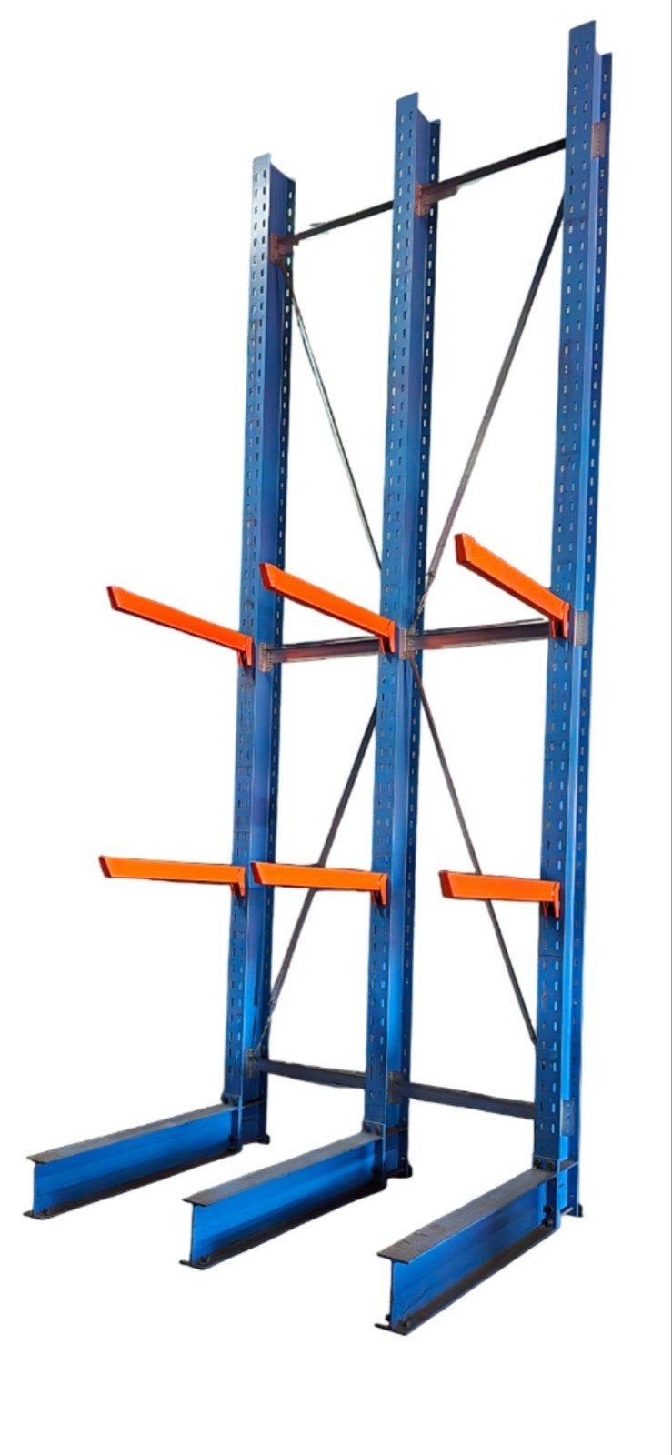 Zwaarlast draagarmstelling hoogte 6 meter , 3 kolommen 6 arm, Ophalen, Gebruikt, IJzer