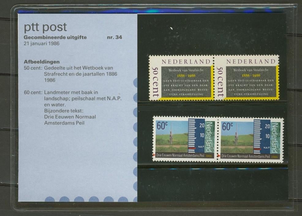 PTT Post Postzegelmapje M34 1986 Comby Postzegels p-34 jdu, Verzenden, Na 1940, Postfris