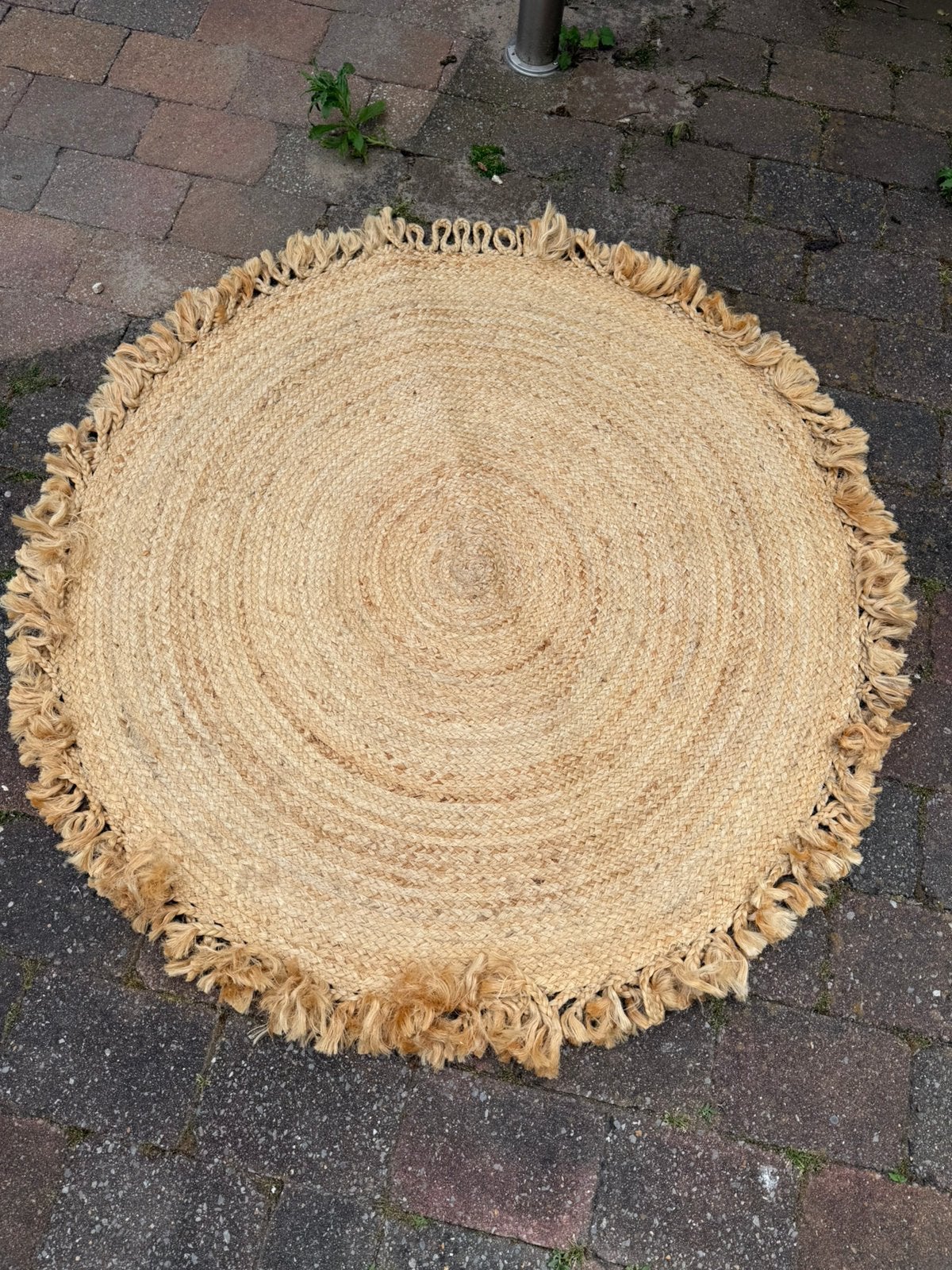 3 ronde jute vloerkleden / boho kleden – apart of samen, Ophalen of Verzenden, Zo goed als nieuw, Rond