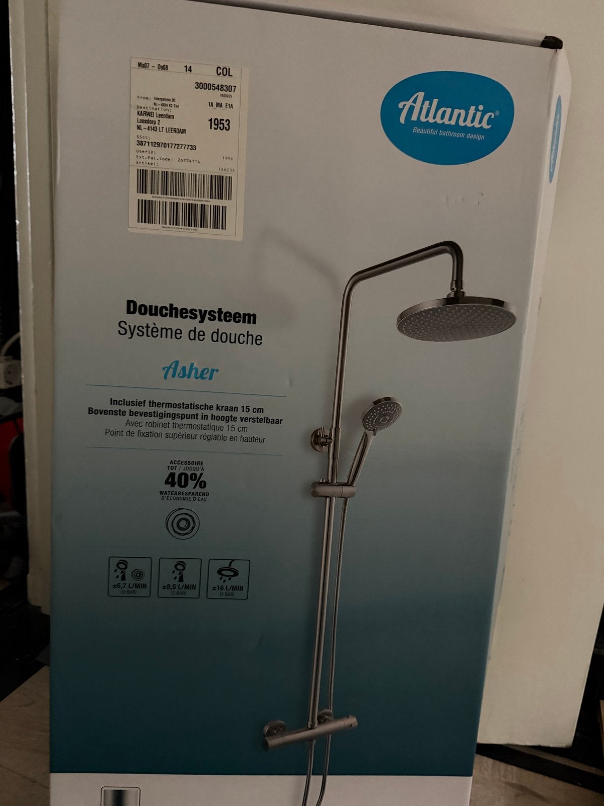 Nieuw Atlantic Asher Douchesysteem met thermostaatkraan, Ophalen of Verzenden, Nieuw, Met douche