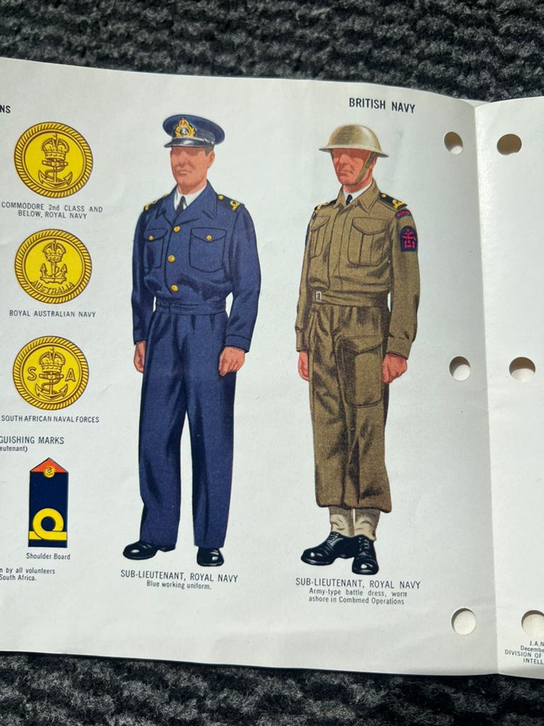 WO2 Amerikaans Brits Marine uniform platen combined ops 1944, Amerika, Verzenden, Marine, Embleem of Badge