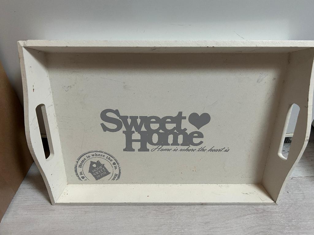 home sweet home dienblad, Ophalen of Verzenden, Gebruikt, Rechthoekig, Hout