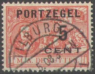 Nederland Port 35 gestempeld Michiel de Ruyter 1907, Ophalen of Verzenden, T/m 1940, Gestempeld