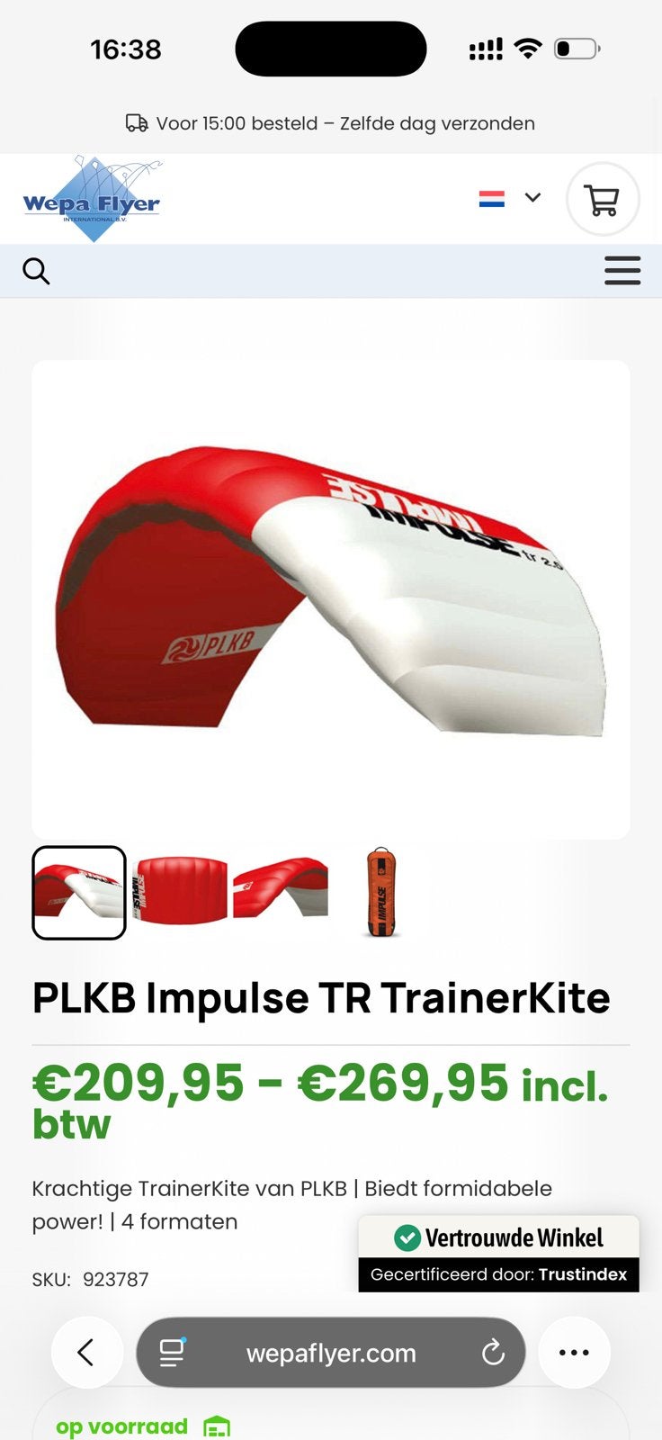 Peter Lynn / PLKB trainerkite 2.5 - goede staat maar knoop, Ophalen, Zo goed als nieuw, Vierlijns, Vlieger
