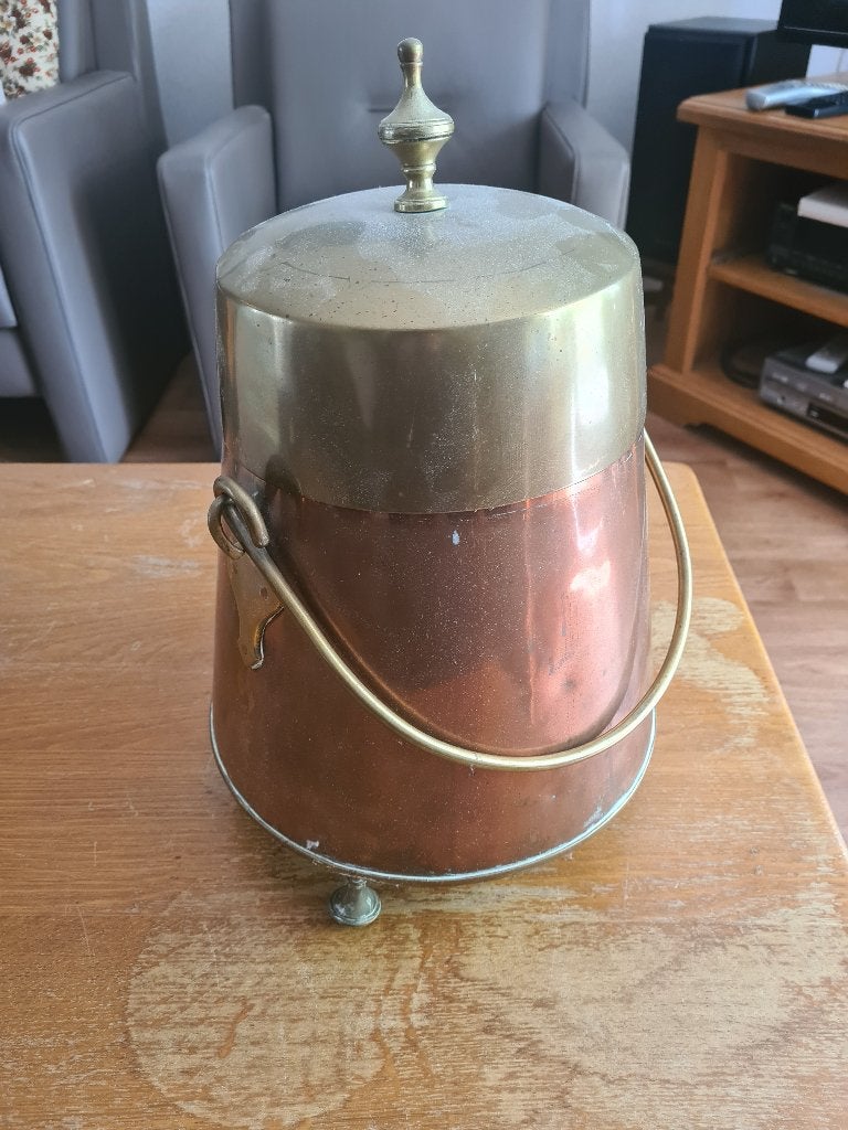 Antieke koperen doofpot met deksel en hengsel, Antiek en Kunst, Antiek | Koper en Brons, Ophalen of Verzenden, Koper