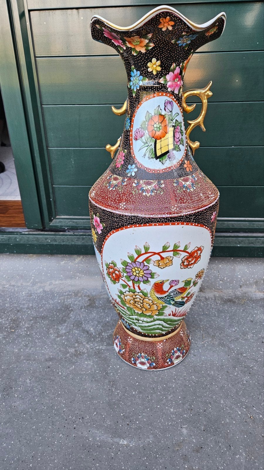 Grote decoratieve vaas met bloemen en vogels, Ophalen