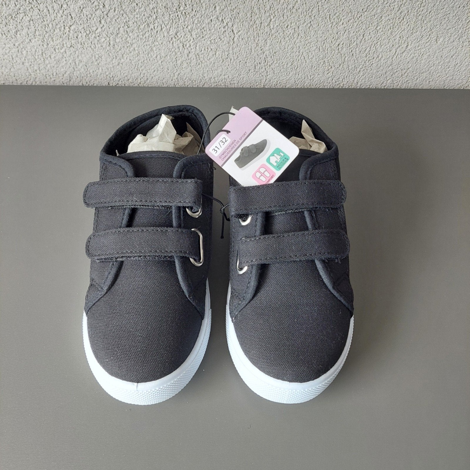 Zwarte gymschoenen mt 31-32 klittenband jongen meisje gympen, Schoentjes, Jongetje of Meisje, Nieuw, Ophalen of Verzenden