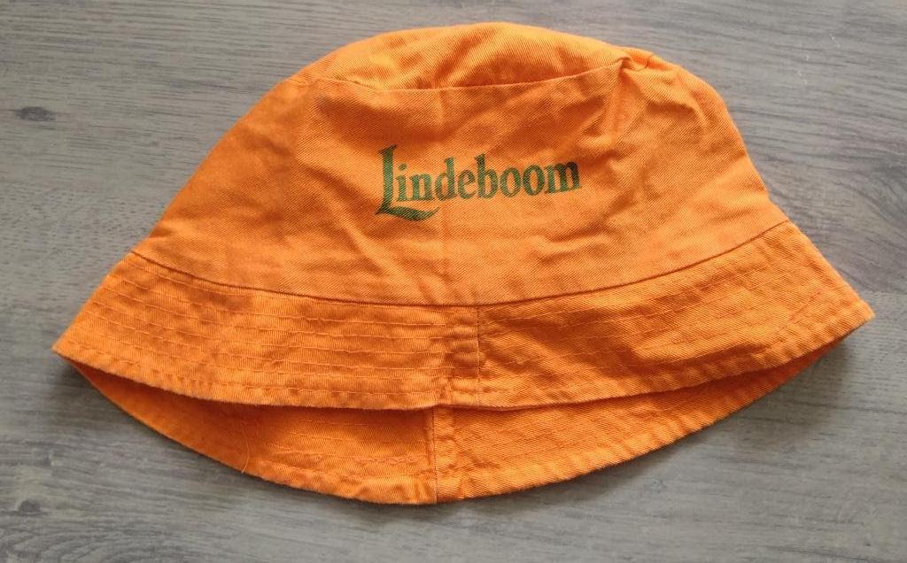 Lindeboom bier bucket hat - vintage oranje - WK EK hoedje, Ophalen, Gebruikt, Hoed of Pruik, Oranje of Koningsdag