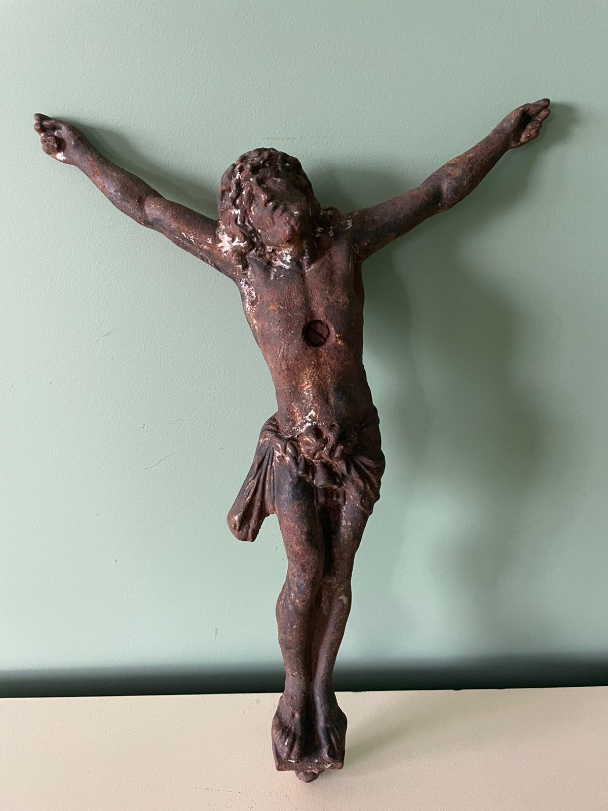 Antiek gietijzeren Jezus Corpus - 40 cm / 3,3 kg (ca. 1900), Antiek en Kunst, Antiek | Religie, Ophalen