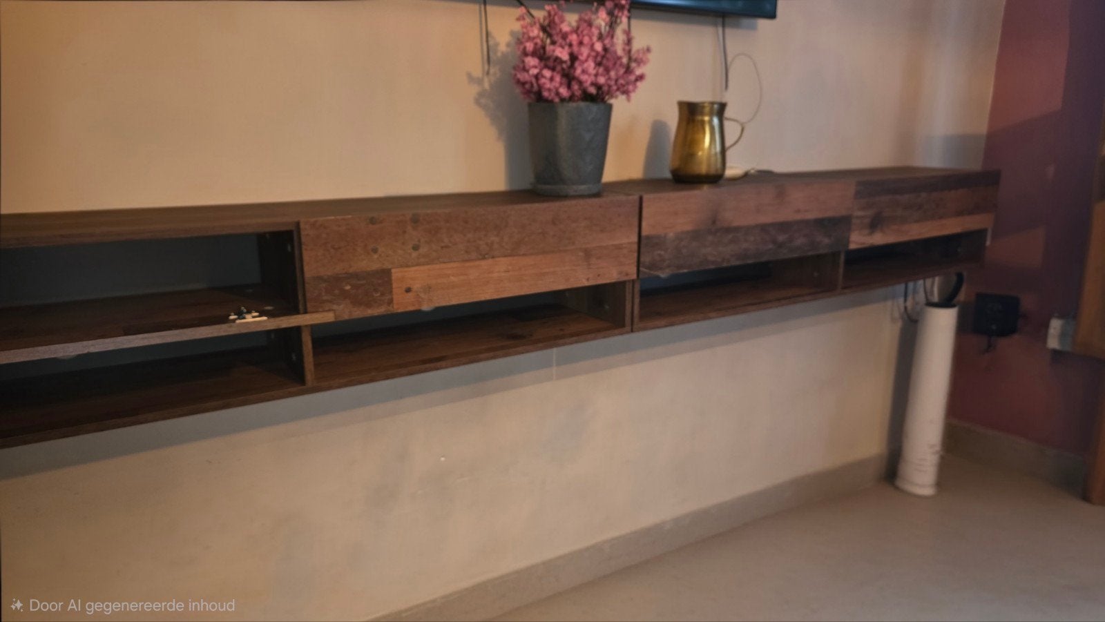 Meubella Asino TV-meubel 280 cm – Old Wood – Zwevend, Ophalen, Zo goed als nieuw, 200 cm of meer, Minder dan 100 cm