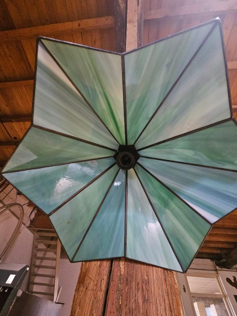 Hanglamp Tiffany glas blauw/groen, Huis en Inrichting, Ophalen, Gebruikt, Glas, Minder dan 50 cm