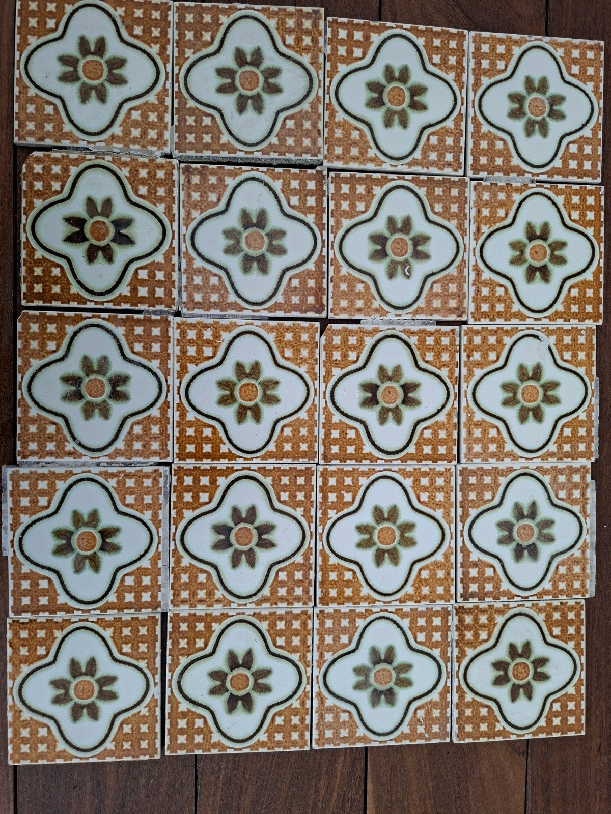 Vintage decoratieve tegels met bloemmotief (20 stuks), Antiek en Kunst, Ophalen
