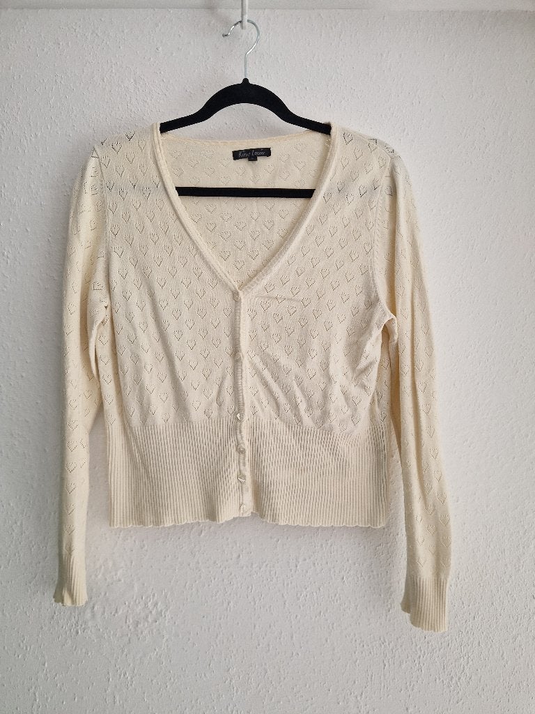 King Louie ajourgebreid vestje. Maat L. Crème, Kleding | Dames, Maat 38/40 (M), Overige kleuren, Nijmegen, Verhip-vintage.nl