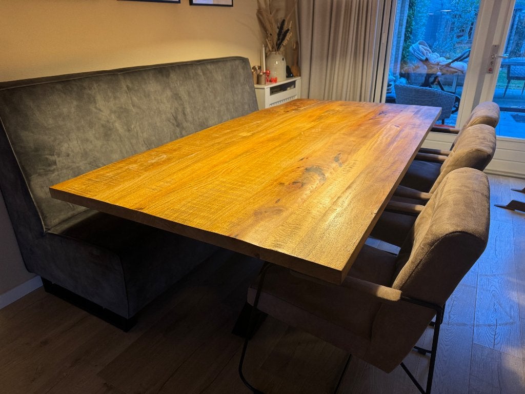Eettafel Mangohout 220x110, Ophalen, Gebruikt, 100 tot 150 cm, 200 cm of meer