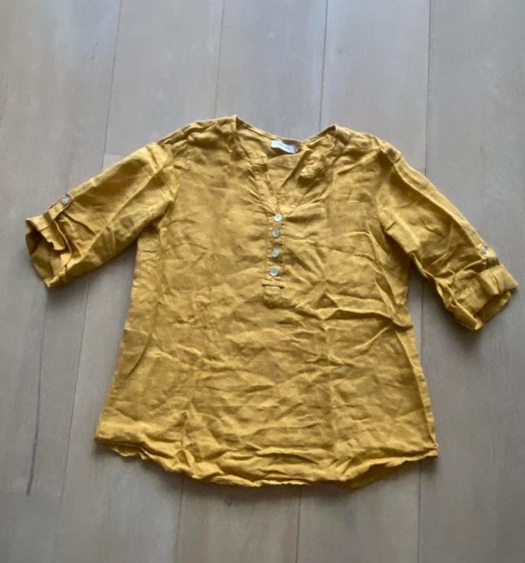 Paprika maat 1 L linnen, Kleding | Dames, Ophalen of Verzenden, Zo goed als nieuw, Maat 42/44 (L), Geel