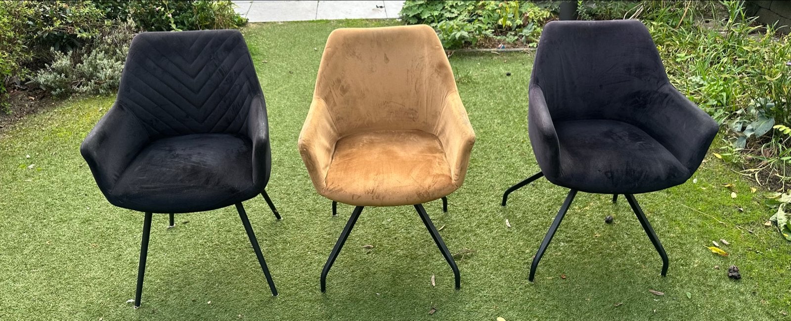 3 Riverwood eetkamerstoelen - Fluweelachtige bekleding, Ophalen, Gebruikt, Overige kleuren, Drie