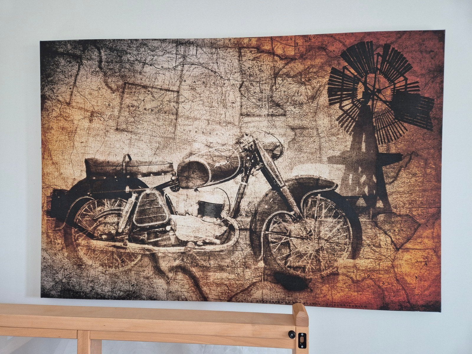 Groot canvas doek met motor en windmolen - 134,5x90 cm, Ophalen, 125 cm of meer, 75 – 100, Print