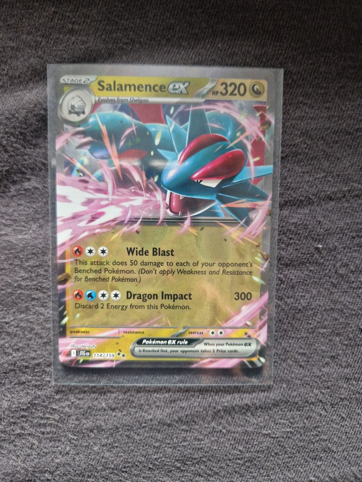 Salamence EX 114/159 - Pokémon Kaart, Ophalen of Verzenden, Zo goed als nieuw, Losse kaart, Foil