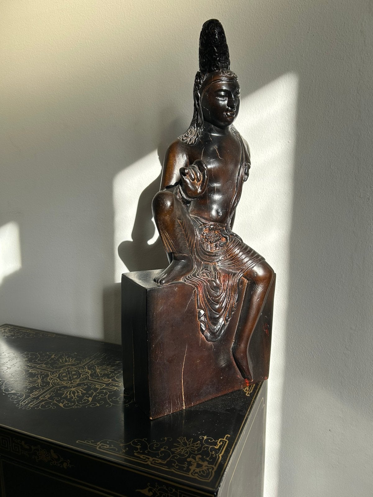 Hardhouten beeld van Avalokiteshvara Bodhi Satvia, Ophalen of Verzenden, Zo goed als nieuw