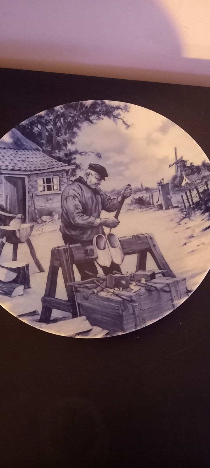 Delfts Blauw Wandbord - Klompenmaker, Ophalen of Verzenden