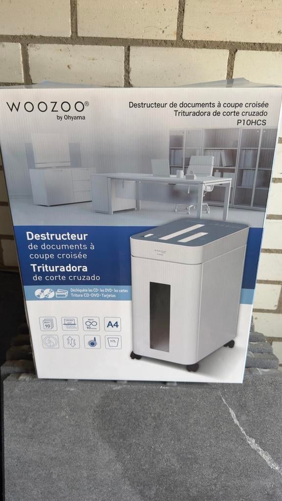 Nieuwe Woozoo P10HCS papiervernietiger – ongeopend, Ophalen