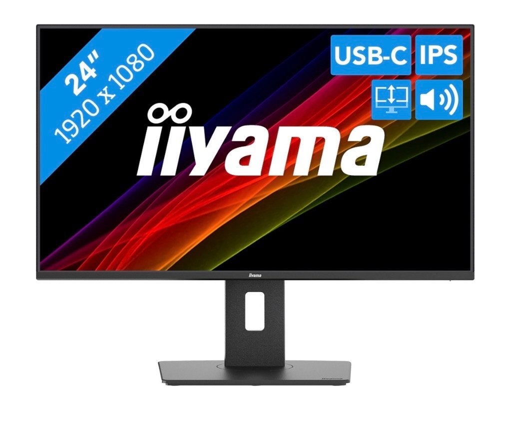 iiyama ProLite XUB2492HSN-B1 24 inch Full HD IPS USB-C Monit, Ophalen, IPS, Full HD, Zo goed als nieuw