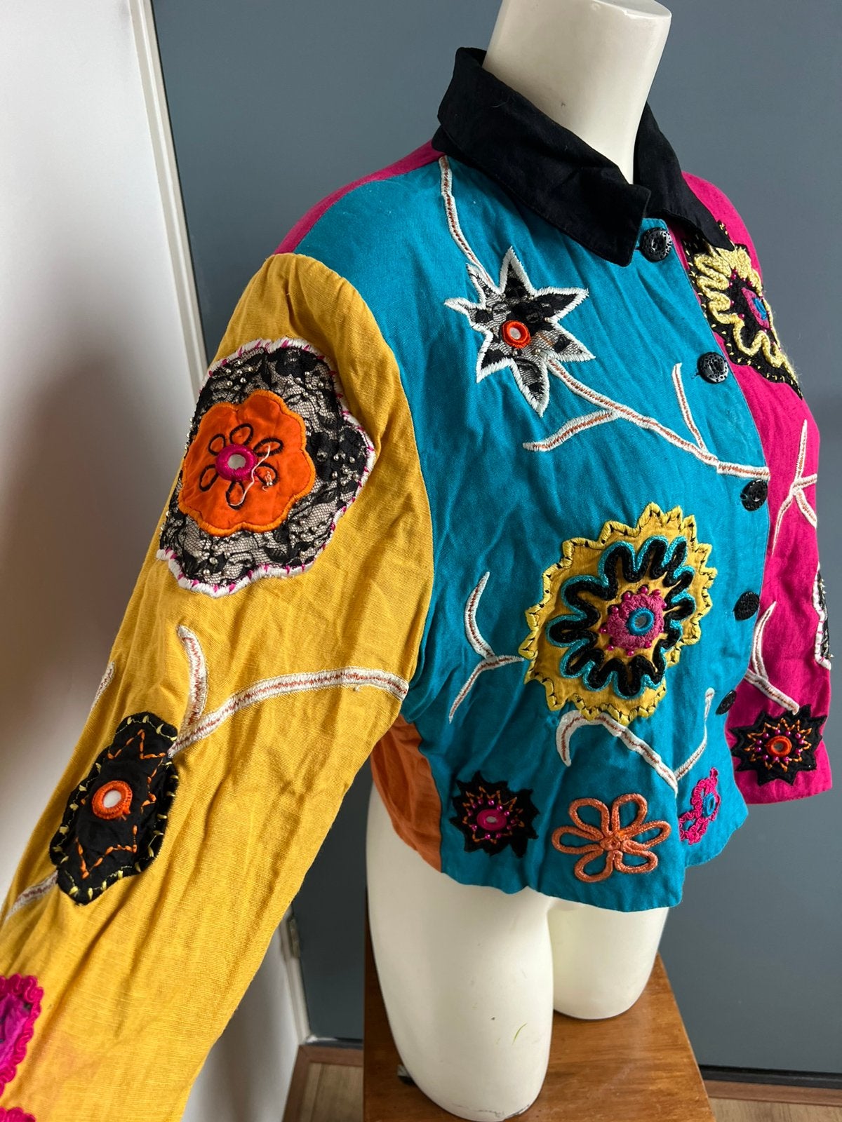 Tunique rayon kleurrijk geborduurd jasje l rayon boho, Overige kleuren, Maat 42/44 (L), Ophalen of Verzenden, Zo goed als nieuw