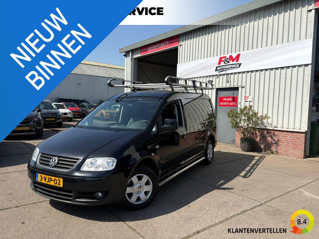 Volkswagen Caddy 1.9 TDI Maxi Automaat, airco, cruise, leder, Auto's, Gebruikt, 4 cilinders, Volkswagen, Zwart