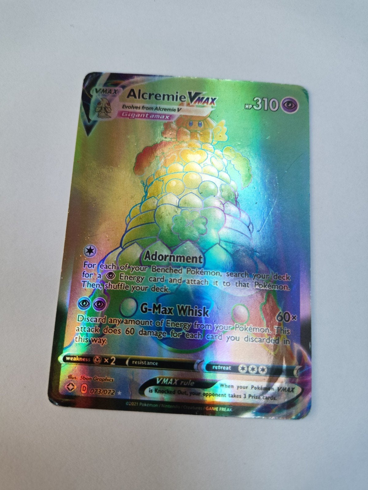 Alcremie VMAX Pokémon kaart 073/072 - Full Art Foil, Hobby en Vrije tijd, Verzamelkaartspellen | Pokémon, Ophalen of Verzenden