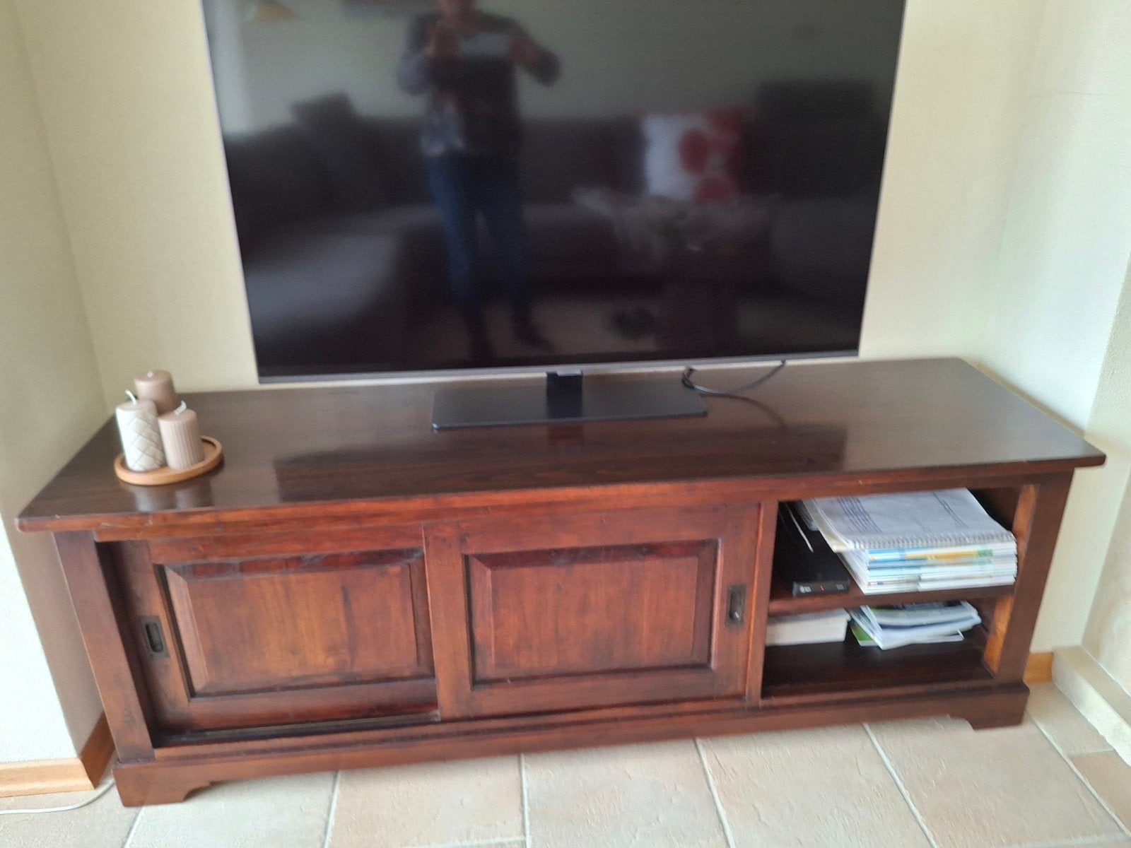 tv meubel, Ophalen, Teakhout, 50 tot 100 cm, Zo goed als nieuw