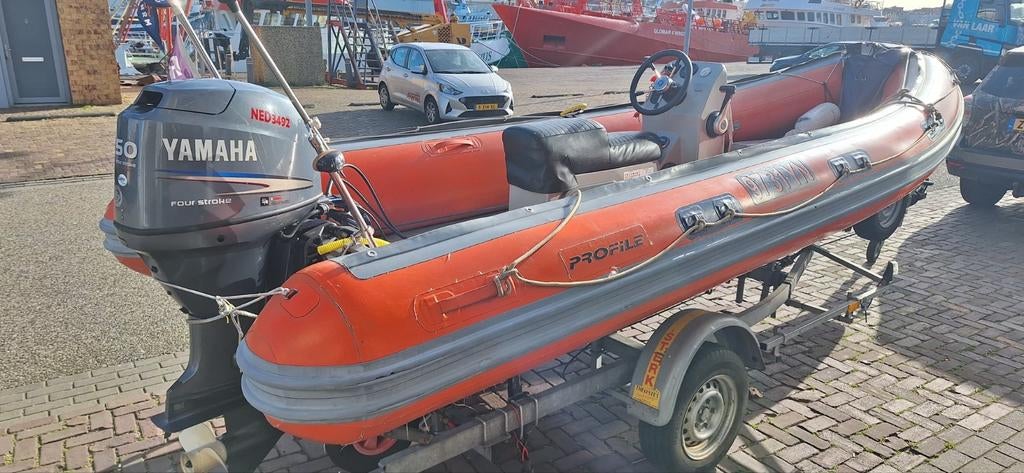 Rubberboot  ab profile a16 met yamaha 50pk, Watersport en Boten, Aluminium, Gebruikt, Benzine, Minder dan 70 pk