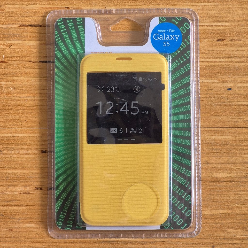 Samsung Galaxy S5 Flipcover Geel, Ophalen of Verzenden, Nieuw, Galaxy S5, Flipcase