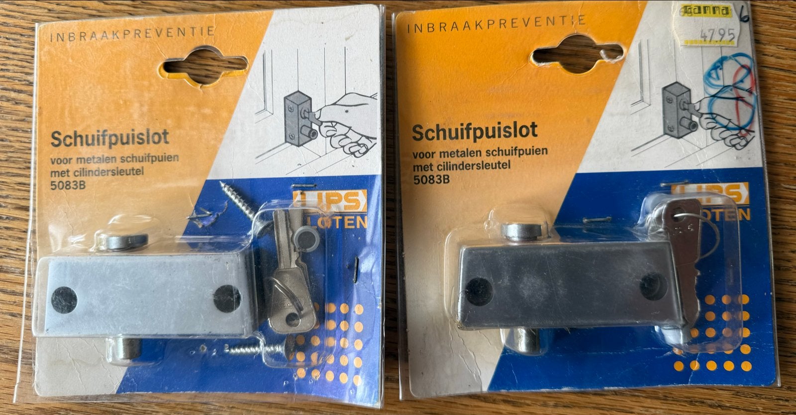 2x Lips Schuifpuislot met cilindersleutel 5083B, Ophalen of Verzenden, Nieuw, Overige materialen, Slot