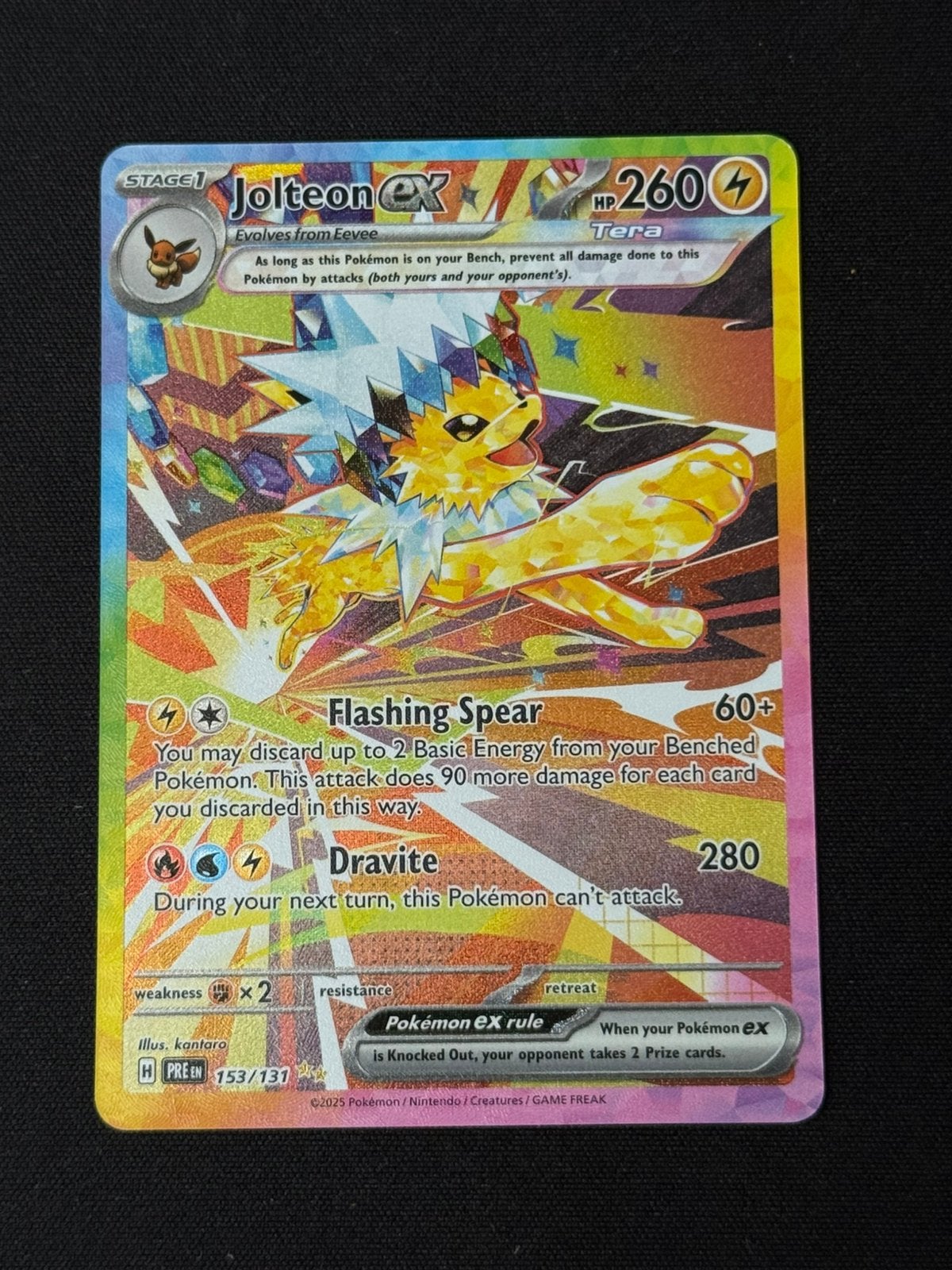 Jolteon EX 153 - Prismastic Evolutions, Ophalen of Verzenden, Zo goed als nieuw, Losse kaart