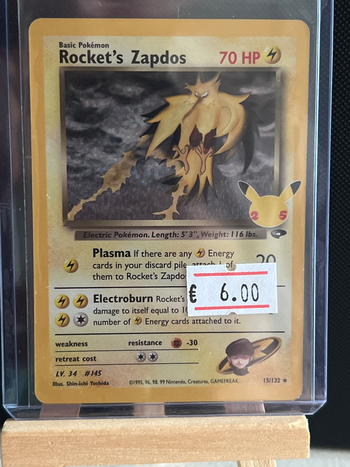 Pokémon Kaart: Rocket's Zapdos 70 HP (15/132), Ophalen of Verzenden, Gebruikt, Losse kaart