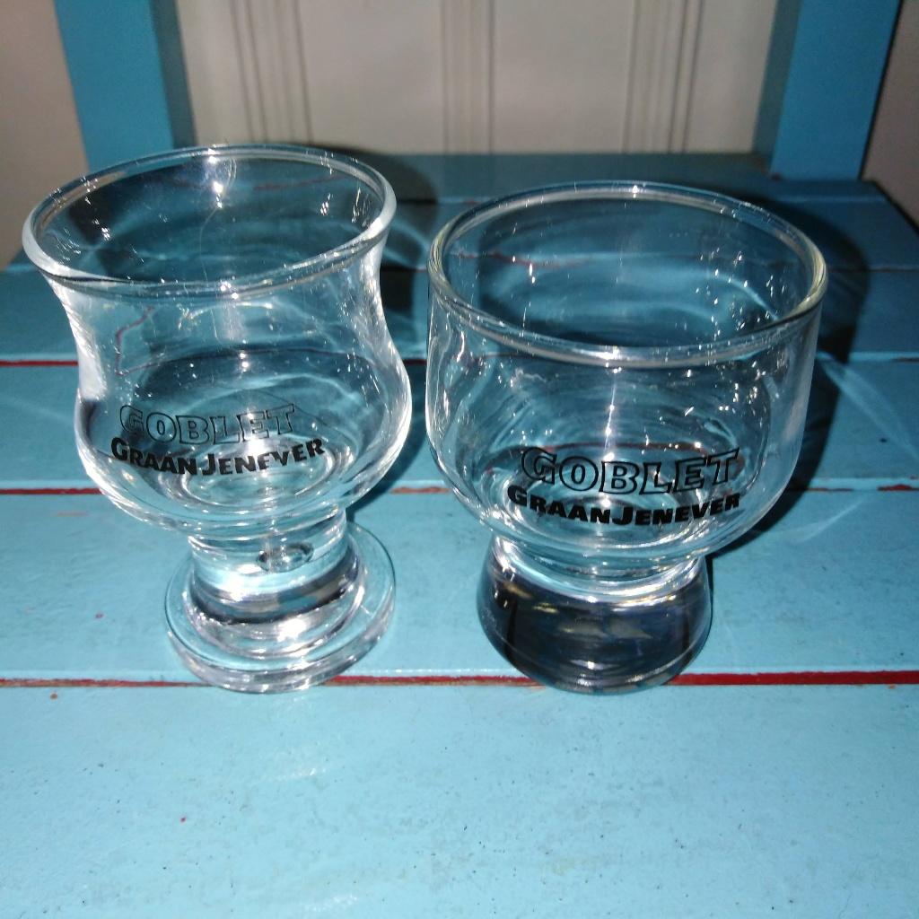 Goblet Graan Jenever borrelglaasjes 4 stuks, Verzamelen, Glas en Borrelglaasjes, Ophalen, Gebruikt, Borrel- of Shotglas