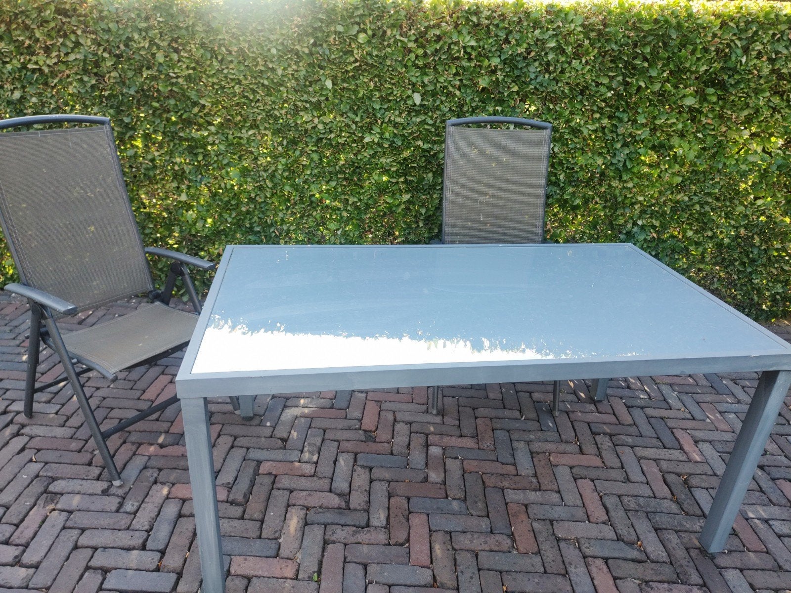 Tuinset met tuintafel en 8 stoelen - Gebruikte staat, Ophalen, Gebruikt, 8 zitplaatsen, Tuinset