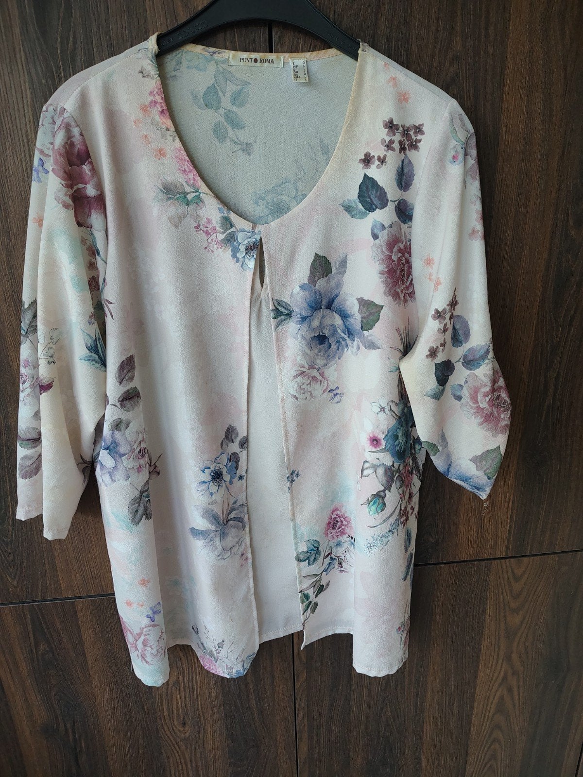 Punt Roma Bloemenprint Kimono Blouse Maat L, Kleding | Dames, Blouses en Tunieken, Overige kleuren, Maat 42/44 (L), Ophalen of Verzenden