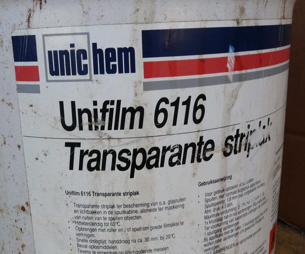 transparante striplak unichem unifilm 6116 spuitcabine lak, Ophalen, Nieuw, Wit, Lak