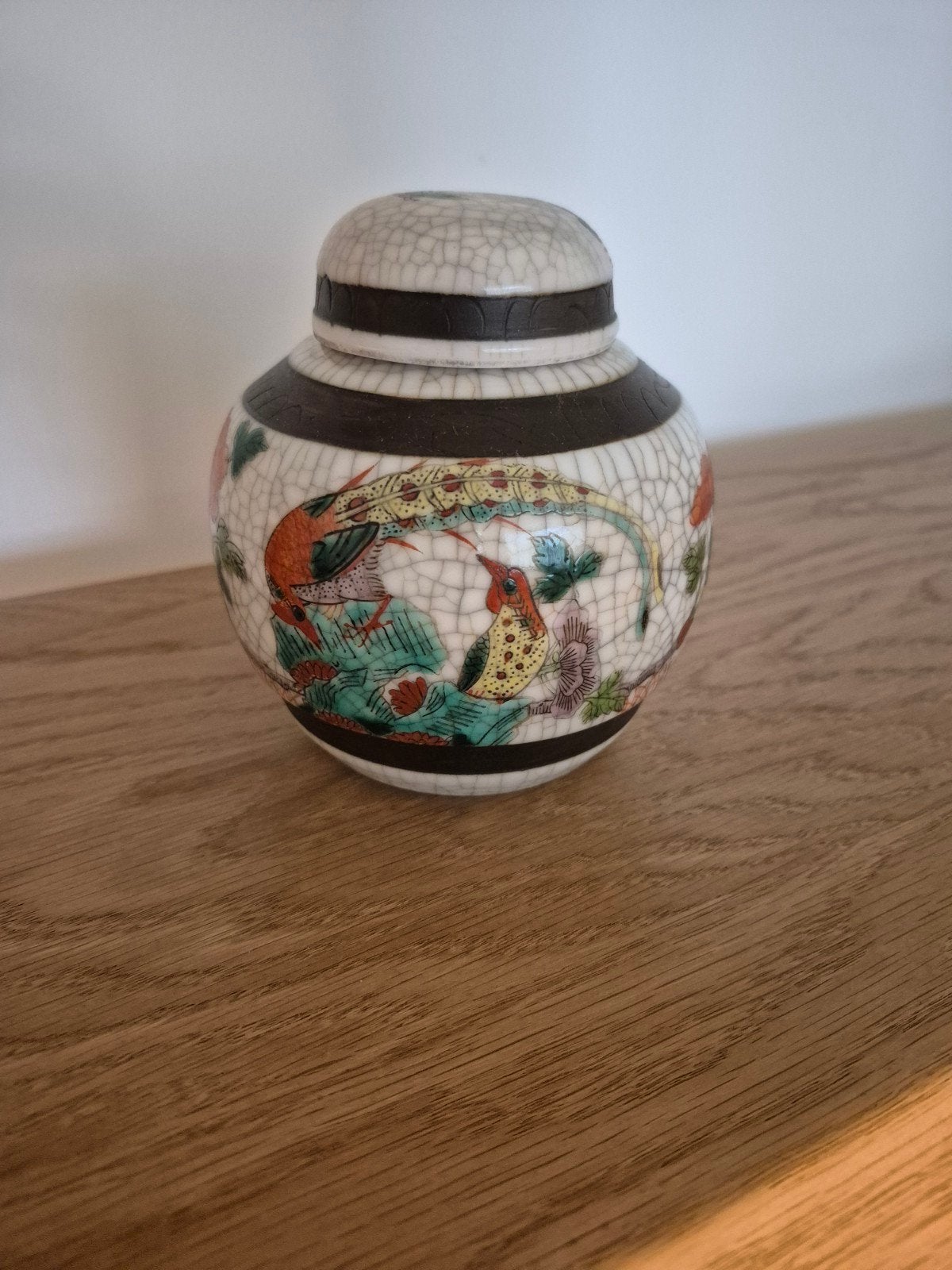 Chinese Gemberpot met Craquelé en Vogeldecoratie, Ophalen of Verzenden