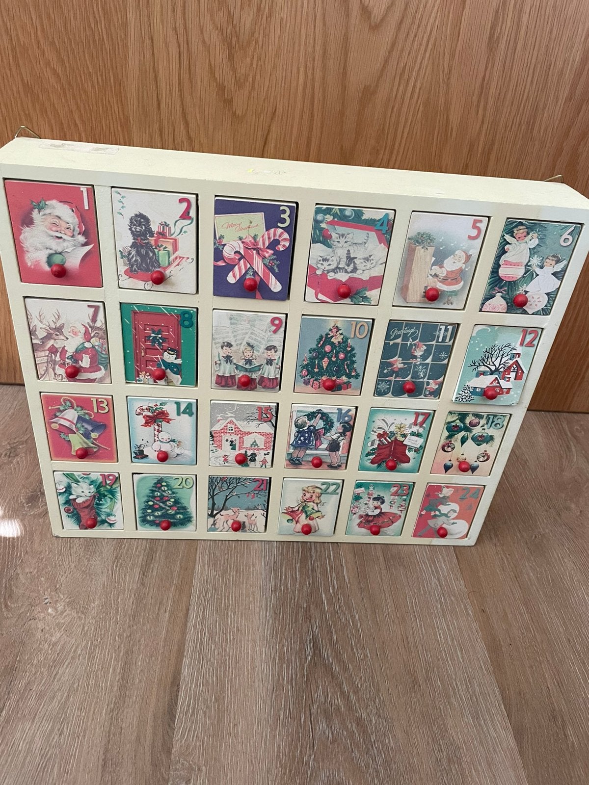 Adventkalender hout kerst, Ophalen of Verzenden, Gebruikt