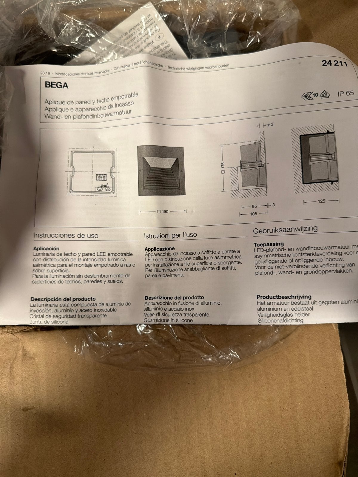 2x Bega Inbouwspot 24211 LED Plafond- en Wandarmatuur, Led-lamp, Verzenden, Dimbaar, Nieuw