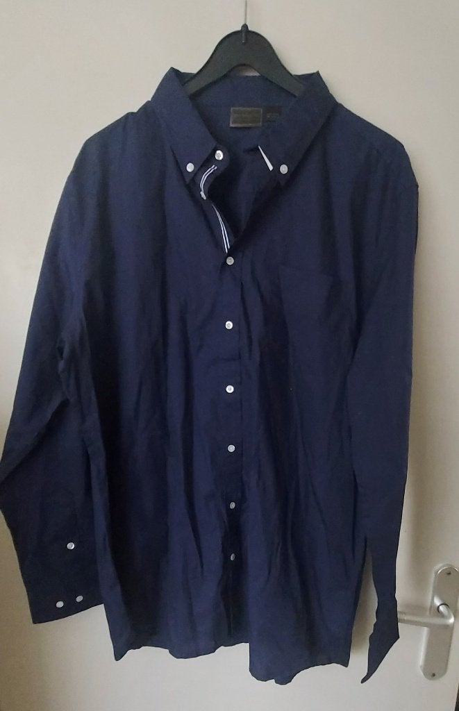 Donkerblauw heren overhemd - bpc selection, maat 43/44, Blauw, Zo goed als nieuw, Halswijdte 43/44 (XL), Bpc selection