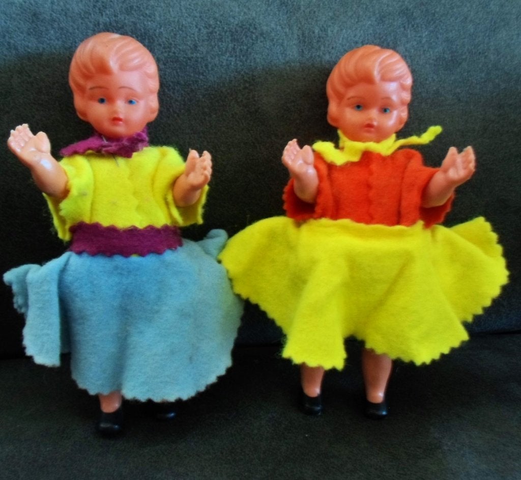 2 oude popjes. Jaren '50. 3 euro per stuk., Verzamelen, Poppen, Ophalen of Verzenden, Gebruikt, Pop