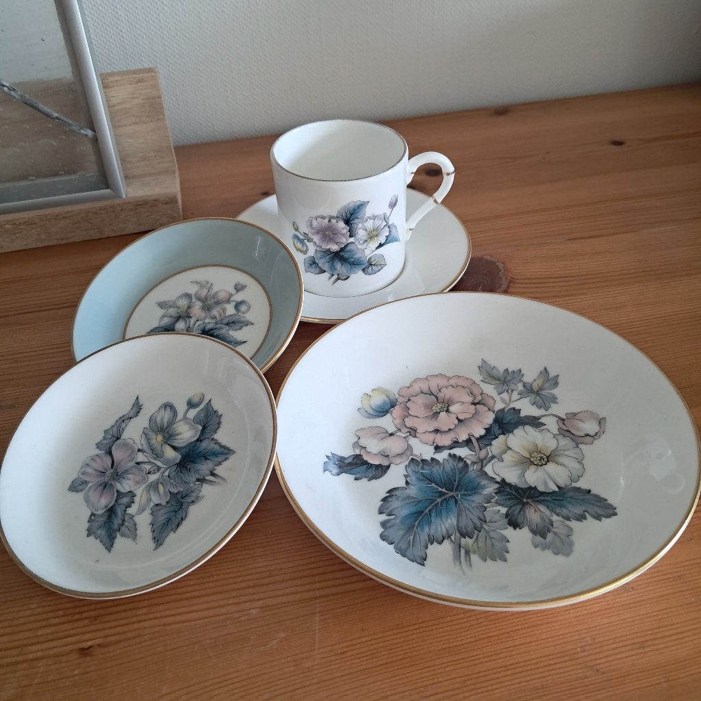 Royal Worcester Woodland/Blue kopje boter bordjes en bord, Antiek en Kunst, Ophalen of Verzenden